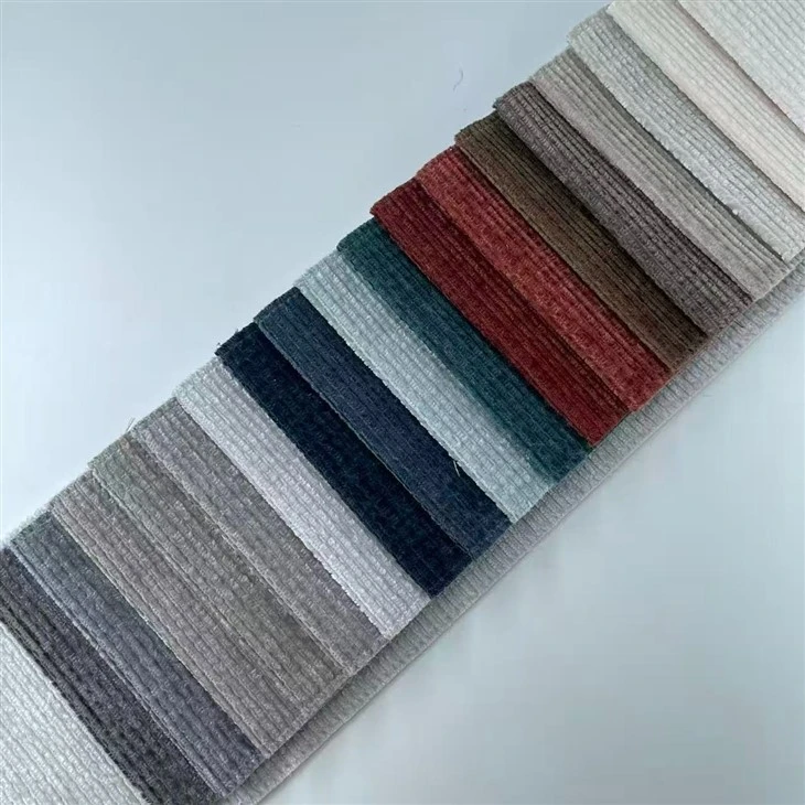 Cationic Check Jacquard Chenille Upholstery Fabric factory